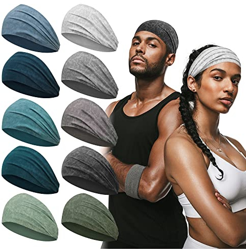 MYKURS 10 PCS Banda para el Pelo Hombre y Mujer, Cintas Antideslizantes para la Cabeza, Diadema Deportiva Hombre