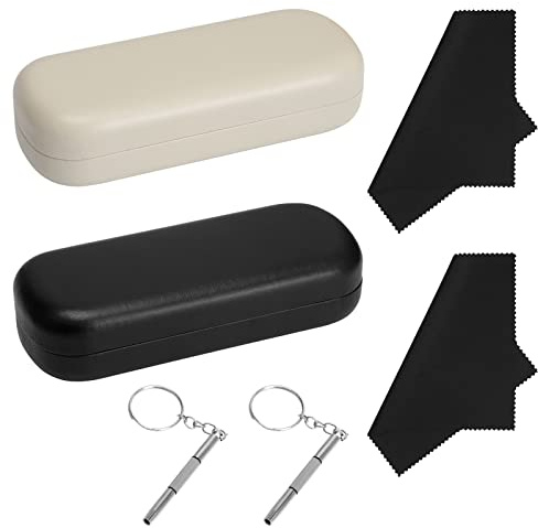 Boisbresil 2 Estuches Gafas Funda RIgida Protectora para Gafas+ 2 Paños para Gafas Funda Gafas de Sol Dura Funda de Anteojos para Mujer, Hombre Sunglasses Case con 2 Destornilladores Pequeños