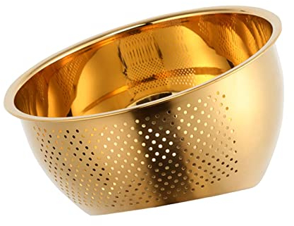 F Fityle Passoire à Riz Panier Passoire à Pâtes Panier de Vidange Multifonction Acier Inoxydable Outil de Vidange Empilable Passoire de Nettoyage des Al, Doré