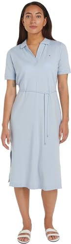 Tommy Hilfiger Donna Abito a Polo Midi Dress Maniche Corte, Blu (Breezy Blue), L
