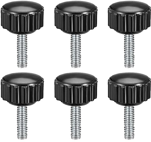 TOP-VIGOR 6Pcs M4 x 15mm Male Thread Knurled Clamping Knobs Grip, Thumb Screw on Type Round Head Clamping Handle Bolt with Plastic Knobs