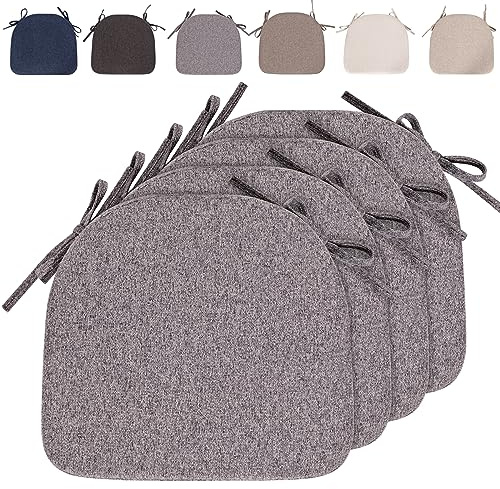 RUIXUAN 4er Stuhlkissen mit Bändern (43 * 41cm) Sitzkissen Stuhl rutschfest Sitzauflage Sitzpolster halbrund für Stühle Bequeme Waschbar in Haus und Garten Büro