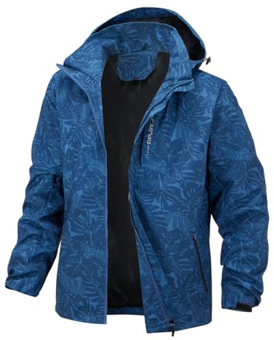 PADOLA Herren Jacke Herren Übergangsjacke Wasserdichte Regenjacke Windbreaker Windjacke Camouflage Softshelljacke Bomberjacke leichte Sommerjacke (6288 Dunkelblau 2XL)