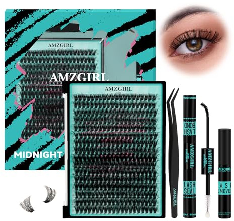 Kit Ciglia Extension 320 pezzi Kit Ciglia Finte fai da te Cluster Lashes colla e sigillante per ciglia, applicatore di rimozione per ciglia per extension per ciglia (60D, D-Mix10-16mmKit)
