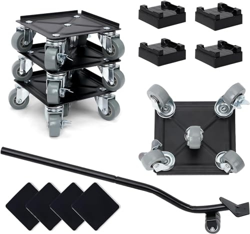 Möbel Transportrollen Set, Möbelroller Transportroller 5 Räder 360 Rotation Max for 500KG, 4 Stück mit 1 Lastenhebe, Möbel Transporthilfe Schwerlast für möbel verschieben