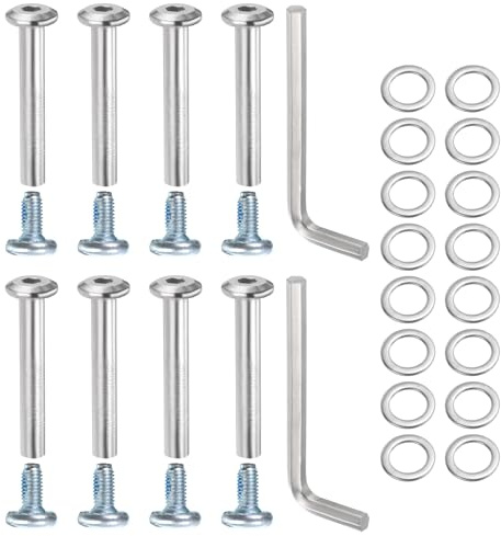 QUARKZMAN 8 Pcs Tornillo de Enchufe para Rueda de Patines en Línea, Accesorio de Repuesto para Patín 1.57 x 0.24 Tornillo de Enchufe Hexagonal con 2 Pcs Herramienta de Instalación
