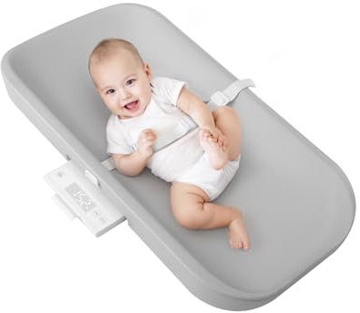 COMOMY 2 in 1 Wickelmatte | Wickelauflage mit Herausziehbare Babywaage | Wickeltischauflage aus Weichem EVA Material Abwischbar Wasserdicht | Baby Waage mit Tara- und Haltefunktion, bis 60kg