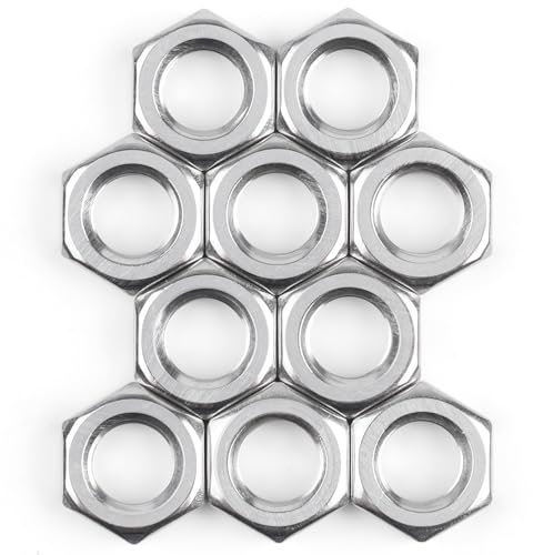 M10 Mutter 10 Stück, Sechskantmutter Edelstahl (Niedrige Form), DIN439 A2 V2A Muttern Edelstahlmutter Halbmuttern Flachmuttern Hex Nut für Schrauben & Unterlegscheiben & Gewindestangen