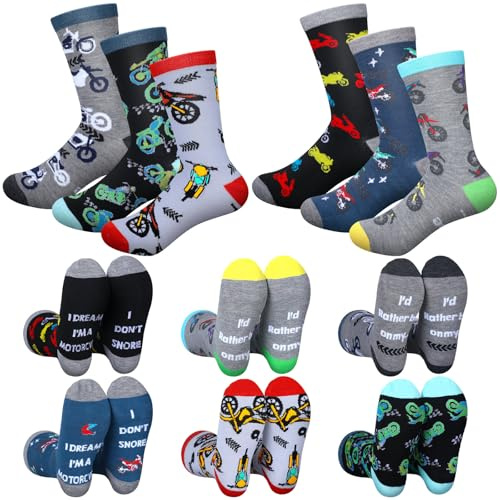 Haysandy 6 Pairs Motorcycle Socks for Men Father Gifts for Motorcycle Riders Motorbike Lovers Accessories, Multicolor, One Size
