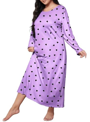Chanpning Chemise De Nuit Femme Coton Manches Courtes Robe De Nuit Coton Imprimé Vêtement De Nuit Casual Confortable Pyjama Col Rond Grande Taille Ample Tee Shirt De Nuit Nuisette