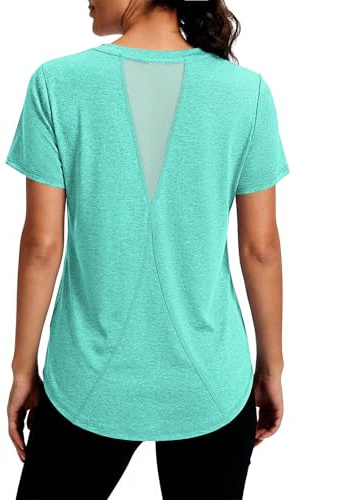 Gyabnw T Shirt Sport Femme Col V Manches Courtes Séchage Rapide | Matière respirante, Séchage rapide, Léger, Pour running et fitness et yoga