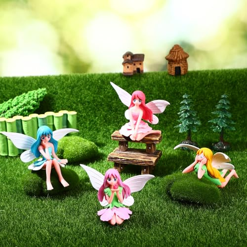 Meng Jiaran 8Pcs Fairies for Fairy Gardens Outdoor Ornaments Accessories | Resin Fairy Figures, Weather Resistant, Ideal for Fairy Gardens Terrariums Plant Pots Cake Decoration and DIY Crafts