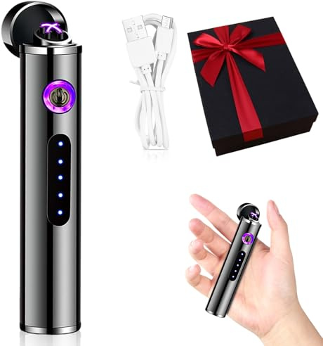 Umllpet Mini Accendino Elettronico, Regalo per Uomini Natale, Accendino Elettronico Accendino a Barra, Accendino Plasma Ricaricabile USB Portatile Accendino a Arco Antivento (Nero - 1 Pezzo)