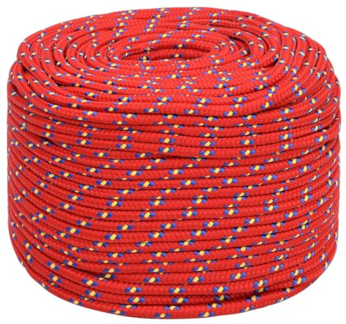 Corde de bondage - Corde à linge en polypropylène - Rouge - 8 mm - 250 m - Pour jardin, bricolage, décoration, groupage et camping