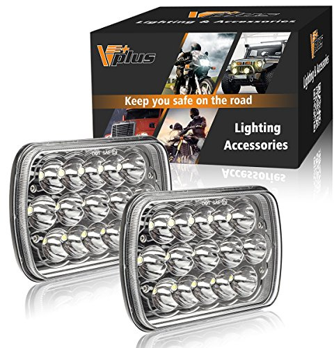 Partsam 2PCS Rectangle H6054 LED Headlights 5x7 7x6 Headlamp Hi/Low Sealed Beam H4 9003 Plug 6054 H5054 Compatible with S10 Blazer Express Van/Wrangler YJ XJ Cherokee Truck Van