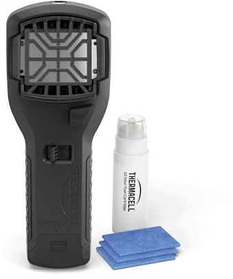Thermacell - Anti Mosquito Portátil para exterior. 20 m2 de protección sin DEET, Incluye difusor + Recarga + 3 recambios, color Negro