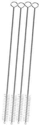 1 x Trinkhalm-Löffel, Edelstahl, wiederverwendbar, Metall-Löffel, Trinkhalme, Reinigungsbürste, Länge 21,6 cm, Eisbecher, Edelstahl-Löffel, langer Griff, Latte-Löffel, hochglanzpoliert.