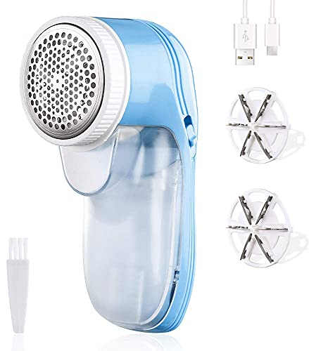 Rasoir Anti Bouloche, Rasoir Anti-Bouloche Rechargeable par USB avec 2 Lame Rechange Pinceau Rasoirs Anti-Bouloches Electrique Brosse Peluches pour Vêtements Meubles Couverture Tapis Pull Meubles