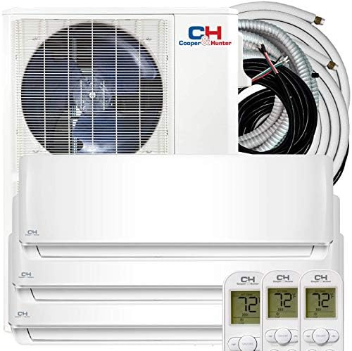 Tri 3 Zone 48000 BTU 12000 18000 24000 Ductless Mini Split Air Conditioner Heat Pump Heater Full Set with 25ft Installation Kits