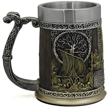 GuoShuang Nordic Viking Ship Tankard Coffee Mug Tea Cup Beer Cup 600ML