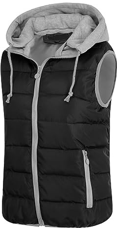YYNUDA Gilet Femmes Hiver Chaude Capuche Sans Manche Zippée Gilet Veste à Capuche Ultra Légère