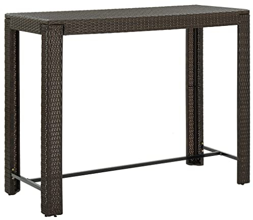 Makastle Garten Stehtisch Bistrotisch Outdoor Wetterfest Gartentisch Bartisch Balkontisch Beistelltisch Loungetisch Gartenmöbel Tisch Braun 140,5x60,5x110,5 cm Poly Rattan