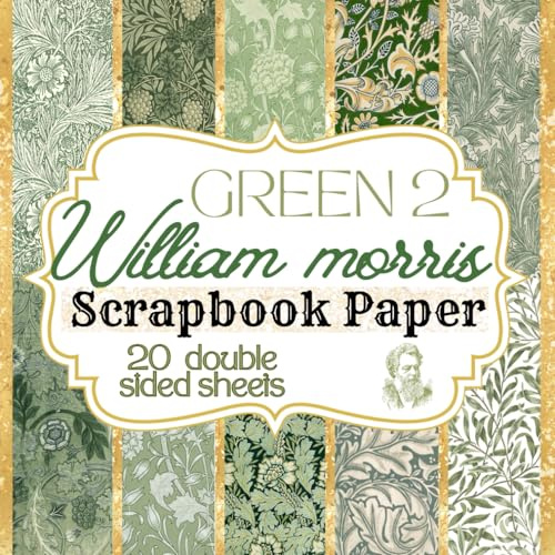 William Morris scrapbook paper vintage: Green them double-sided William Morris craft paper for scrapbooking, unique william morris paper for decoupage, Card Making, Origami & DIY Projects VOL 2