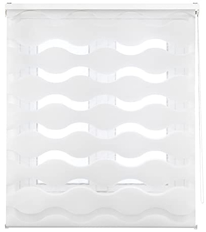 Decorblind Doppellagiges Rollo für Nacht und Tag, Installation an Wand oder Decke, Maße 160 x 180 cm (B x L), Stoff 157 x 175 cm, Weiß, für Fenster