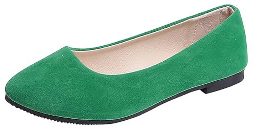 Generic Today's Deals Women's Slip On Flat Walking Ballerina Shoes Casual Work Office Comfortable Cute Shoes Ladies Flat Pumps UK Size Slip On Loafers Ballet Ballerina Dolly Shoes Green