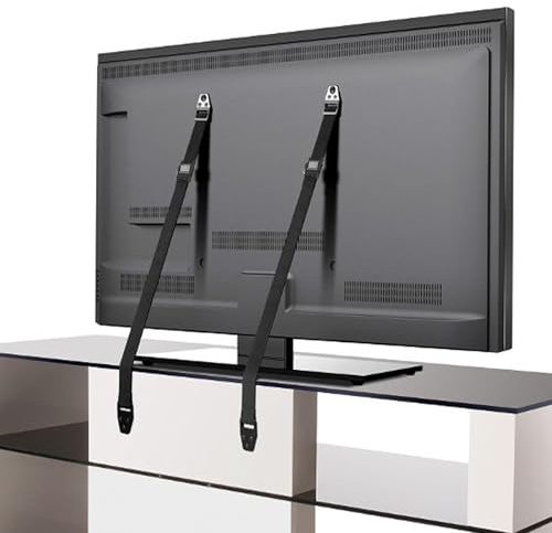 TV and Furniture Safety Straps – Metal Anti-Tip Furniture Straps for Baby Proofing - TV Straps Safety for Flat Screens - Earthquake Straps for Bookcases - Heavy-Duty Furniture Wall Anchors 2 Pack