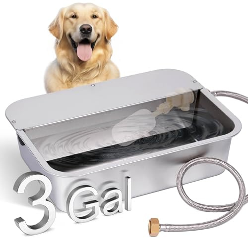ZHEQOGZH 3 Gallon Automatic Dog Water Dispenser for Large Dogs Stainless Steel Bowl, Large Self Filling Auto Water Bowl Outdoor for Cats Livestock Chicken