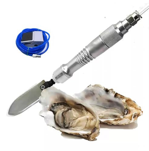 MiBoce Pneumatic Stainless Steel Oyster Knife, Commercial Shellfish Shelling Tool, with Foot Switch, Frequency 1000bpm, Stroke 16mm, for Hotel Family Buffet