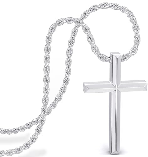 SERASAR Korshalsband Herrsmycken Rostfritt stål 60cm - Smycken Silverhalsband Herrhalsband 925 Sterling Silver Födelsedagspresent Hane