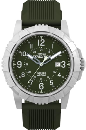 Timex Expedition Ridge TW4B32100 Montre 43 mm pour Homme, avec Bracelet en Silicone Vert et Cadran Vert