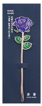 Marque-pages en métal avec feuille de fleur en rose, clip de lecture en alliage, classeur de page pour fournitures de bureau (rose bleu)