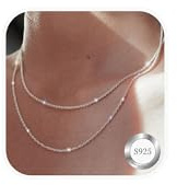 Diorra 2 Pezzi Collana in Argento 925 Collana a catena Curb Snake Figaro a strati sottili Collane ipoallergeniche Gioielli Regali di compleanno per donne(2PCS Collana)