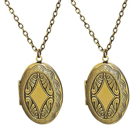 PACKOVE 2 Colliers Médaillon Photo Ovale Pour Femme Pendentif Qui S'Ouvre Pour Souvenir Et Commémoration Collier Avec Photo À L'Intérieur Et Chaîne Pour Porter Quotidien