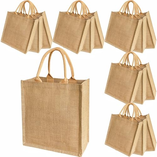 BJFCEK 15 PCS burlap tote bags jute Handbags bridesmaid gift Vertical version 11×6×13 inch