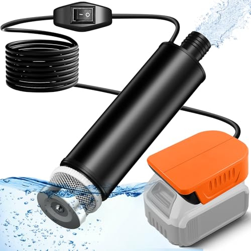 Water Pump for Dewalt 18V Battery,500GPH Submersible Pump/Dirty Water/Suction/Flat Water,for Pool,Garden Irrigation,Car Wash,Puddle,Camping,Cellar(No Battery)