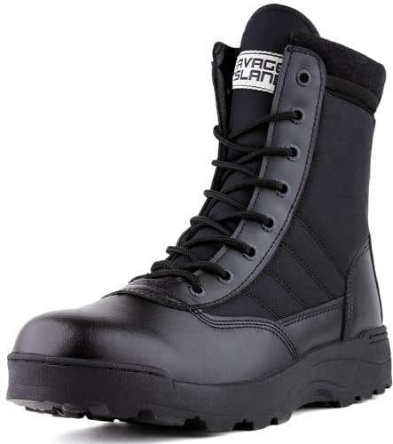 Savage Island Guardian Tactical Combat Boots – Side Zip & Lace Up Breathable Military Patrol Boots for Police, Outdoor, Cadets & Security