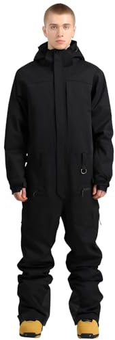 GSOU SNOW Men Ski Suit One Piece Women Snowsuit Snowboard Jumpsuit Jacket Pant Set Insulated Windproof Outwear Winter Black L