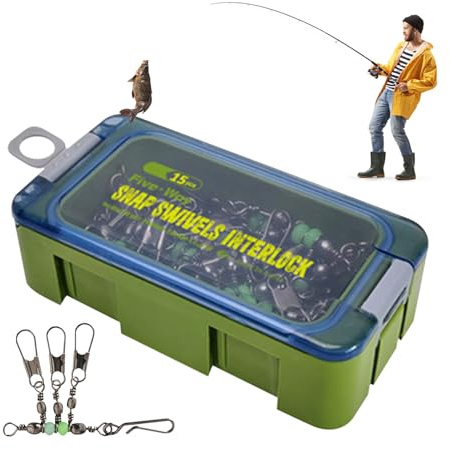 Émerillons pour Leurres De Pêche | 15 Pièces Acier Au Carbone Matériel De Lancer avec Perle Lumineuse | Agrafes Connecteur Cinq Voies pour Leurres | pour La Pêche en Eau Salée Eau Douce Lac
