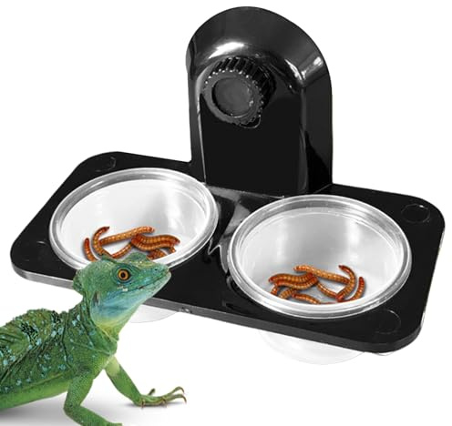 Plat de nourriture et d'eau pour reptiles – Bol à ventouse, plat d'alimentation antidérapant, sûr et robuste | Idéal pour les petits reptiles, amphibiens, accessoires de terrarium, réservoirs intérieu