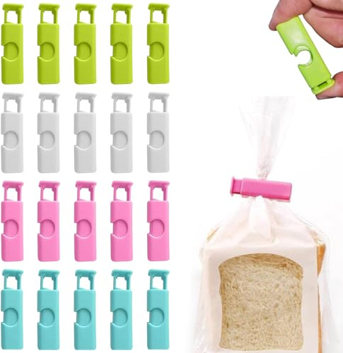 BAHME 20 Pcs Pince Sachet Alimentaire à Fermeture Hermétique, Pince Alimentaire Sachet en Plastique Réutilisables pour sacs alimentaires une conservation optimale des aliments snacks, chips, pain