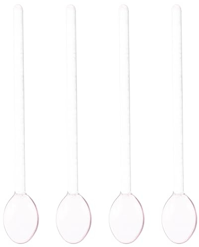 Amosfun Set 4 Cucchiaini in Vetro Manico, Cucchiai da Caffè e Dessert, Paletta Multifunzionale per Mescolare Latte, Zucchero e Gelato, Resistenti al Calore per Uso Domestico e Bar