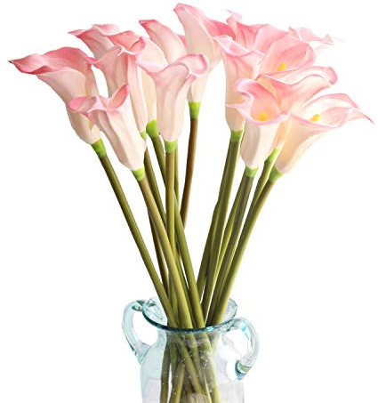 cn-Knight 10pcs di Gigli di Calla Artificiali, Fiori Artificiali con Stelo Lungo 67cm, Gigli di Calla Realistici per Bouquet da Sposa, Decorazioni per la Casa,Rosa