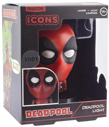 Paladone Deadpool 3D Icon Light BDP | Offiziell Lizenziertes rotes helles Nachtlicht oder Schreibtischlampe | Geschenk für Marvel-Fans | angetrieben durch 2 x AAA Batterien
