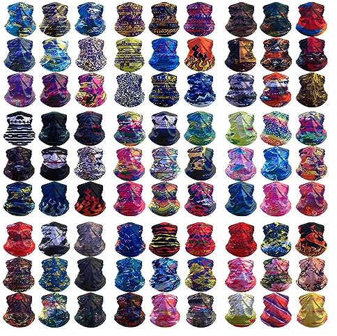 HCMY 12PCS Neck Gaiter Balaclava Multifunctional Magic Scarf Sports Tube UV Face Mask for Men Shield Headband Headwear for Women