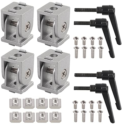 Gelenkverbinder Gelenk Aluprofil Kamtop 4 Stück 2020 Nut 6 einstellbarer Winkelverbinder Aluprofil Gelenk Verbinder aus Zinklegierung, 180 ° Drehbereich, mit Klemmhebel, Montagezubehör für Aluprofil