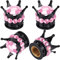 Frienda 4 Stücke Bling Bling Ventilkappen Handgefertigte Kristall Strass Krone Fahrzeug Autoreifen Kappen Abdeckungen Chrom, Attraktives Staubdichtes Zubehör für Auto (Schwarz) (Rosa und Schwarz)